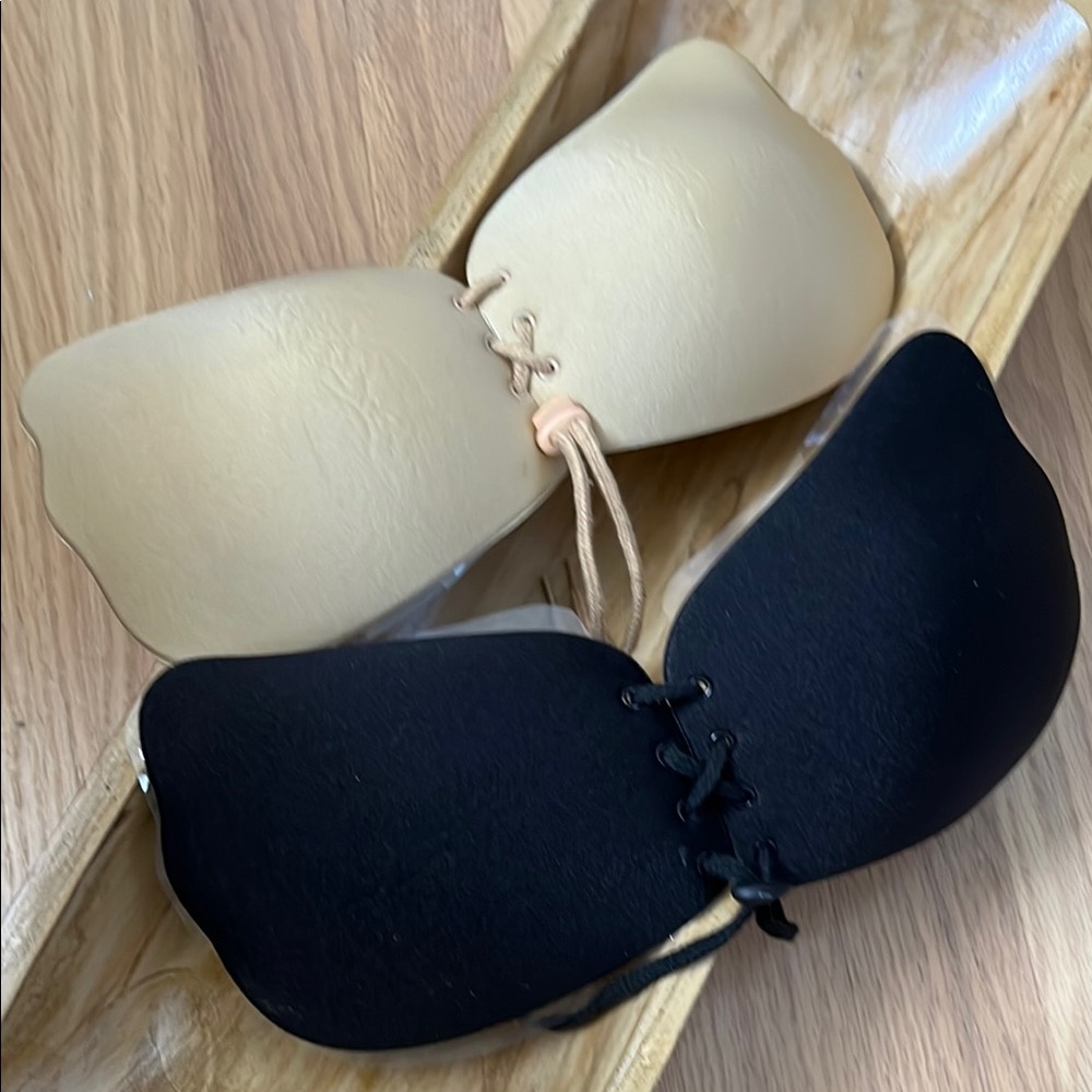 2-Pack Black and Tan Self Adhesive Push Up Bras
